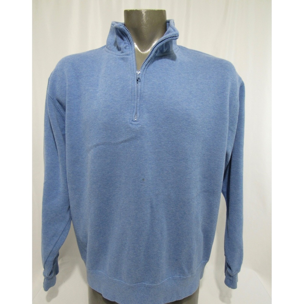 Orvis 1856  Collection Blue Cotton 1/4 zip button‎ Sweater Size L